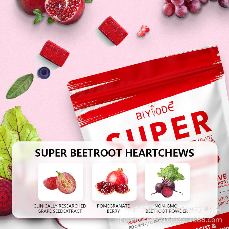 SuperBeets Heart Chews, Nitric Oxide and Blood Pressure Support Non-GMO 60 Count