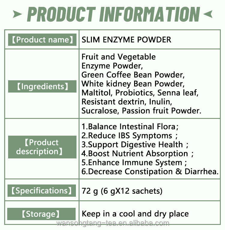 Slimming Tea Enzyme  Herbal Powder Flat Belly Lose Weight Detox Juice Tea 6g*12