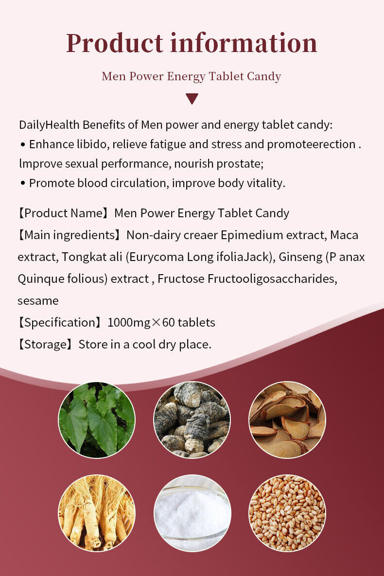 Man Power Energy Tablet Candy Boost Improve Vitality Tablets 60 Tablets