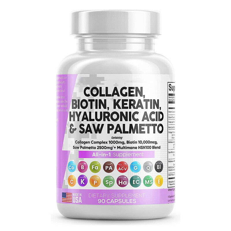 Collagen Botin Keratin Hyaluronic, Acid & Saw Palmetto Capsules -90 Capsules
