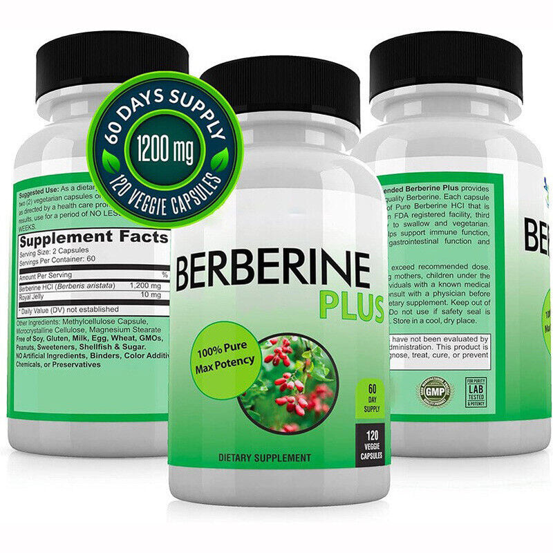 Berberine Plus 1200mg Per Serving - 120 Veggie Capsules Royal Jelly, Supports