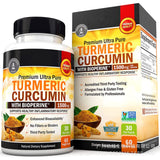 1500mg Turmeric Curcumin Capsules with Biopterin High Absorption Triple Strength