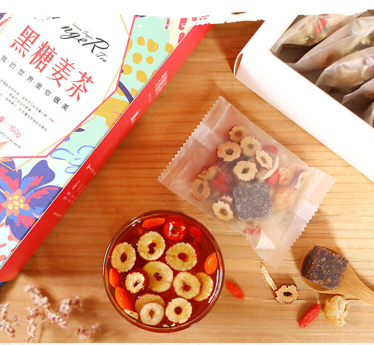 Brown sugar ginger tea longan jujube goji berry black sugar ginger jujube tea
