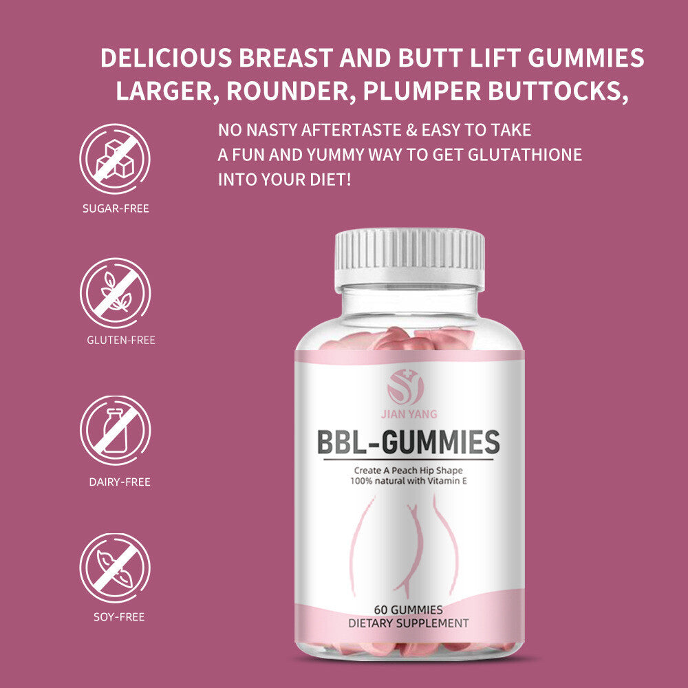 BBL Gummies 100% Natural with Vitamin E Create a Peach Hip Shape 60 Gummies