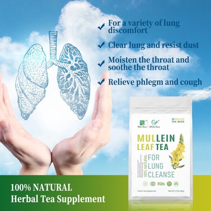100% Natural Mullein Leaf Herbal Tea For Lung Cleansing Relief Cough Metabolism