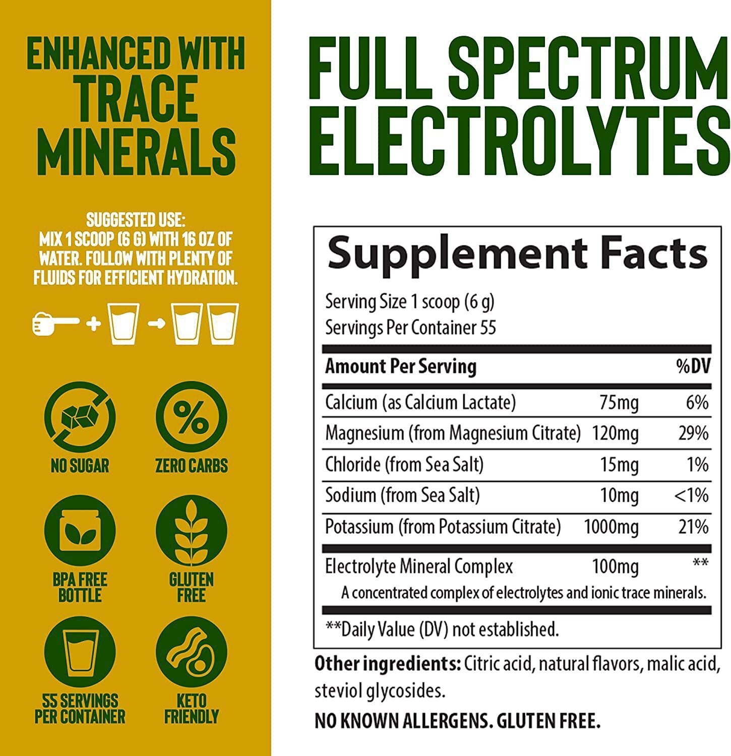 Sugar Free Keto Electrolyte Powder - Hydration Supplement for Ketogenic Diet