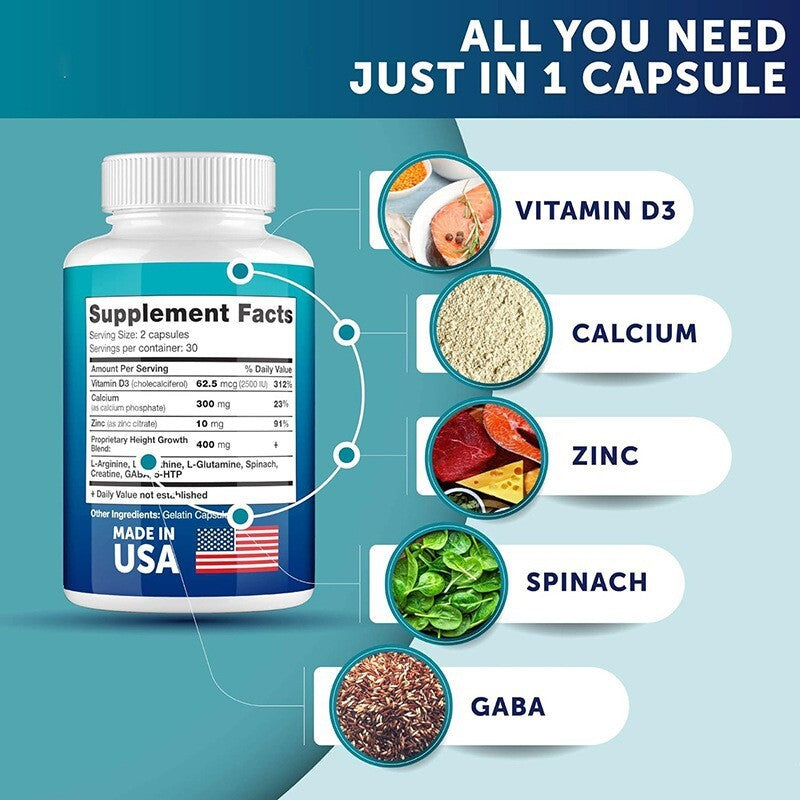 Height Capsule - Grow Supplement for Adults - Natural Growth Support