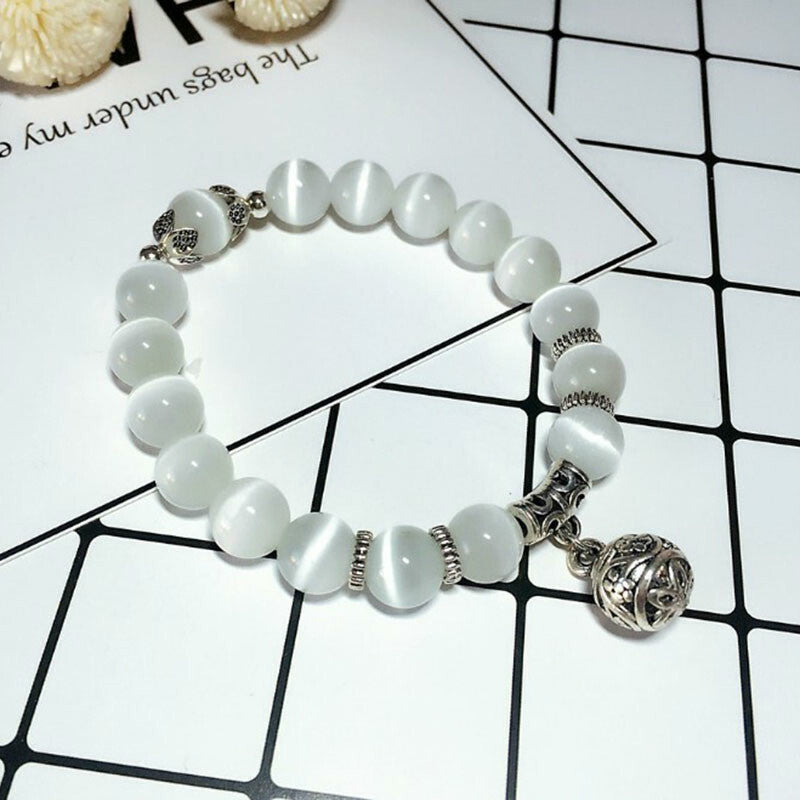 White Cat Eye Beads Bracelet Weight Loss Therapy Lucky Pendant Fashion Bracelet