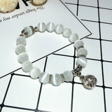 White Cat Eye Beads Bracelet Weight Loss Therapy Lucky Pendant Fashion Bracelet