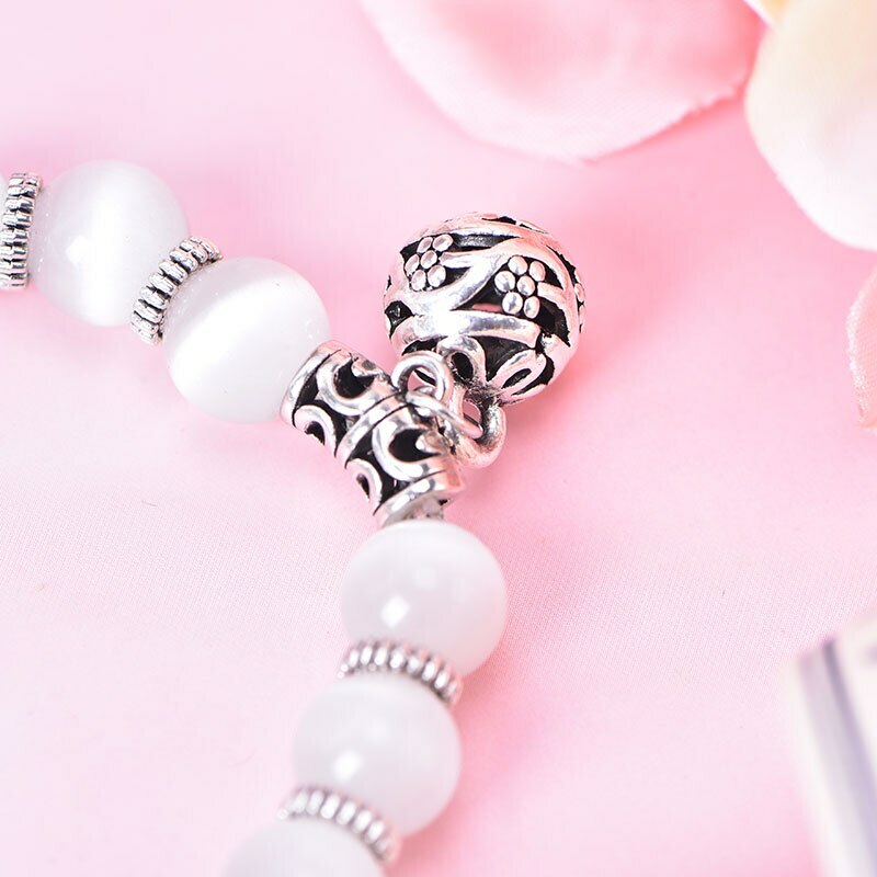 White Cat Eye Beads Bracelet Weight Loss Therapy Lucky Pendant Fashion Bracelet