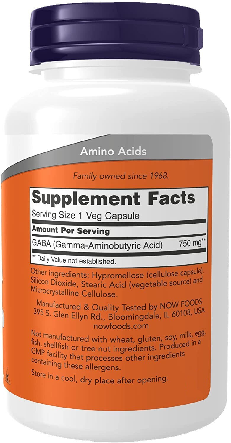 GABA Capsules 100ct - Gamma-Aminobutyric Acid Supplement for Relaxation