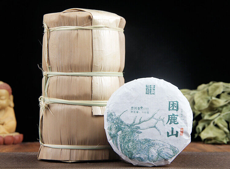 100g Yunnan Menghai Sleeping Deer Mountain Sun Green Pu'er Raw Tea Cake