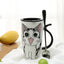 Coffee Cup With Lid And Spoon Cartoon Cat Milk Tea Cup Novelty Gift Ceramic Mug