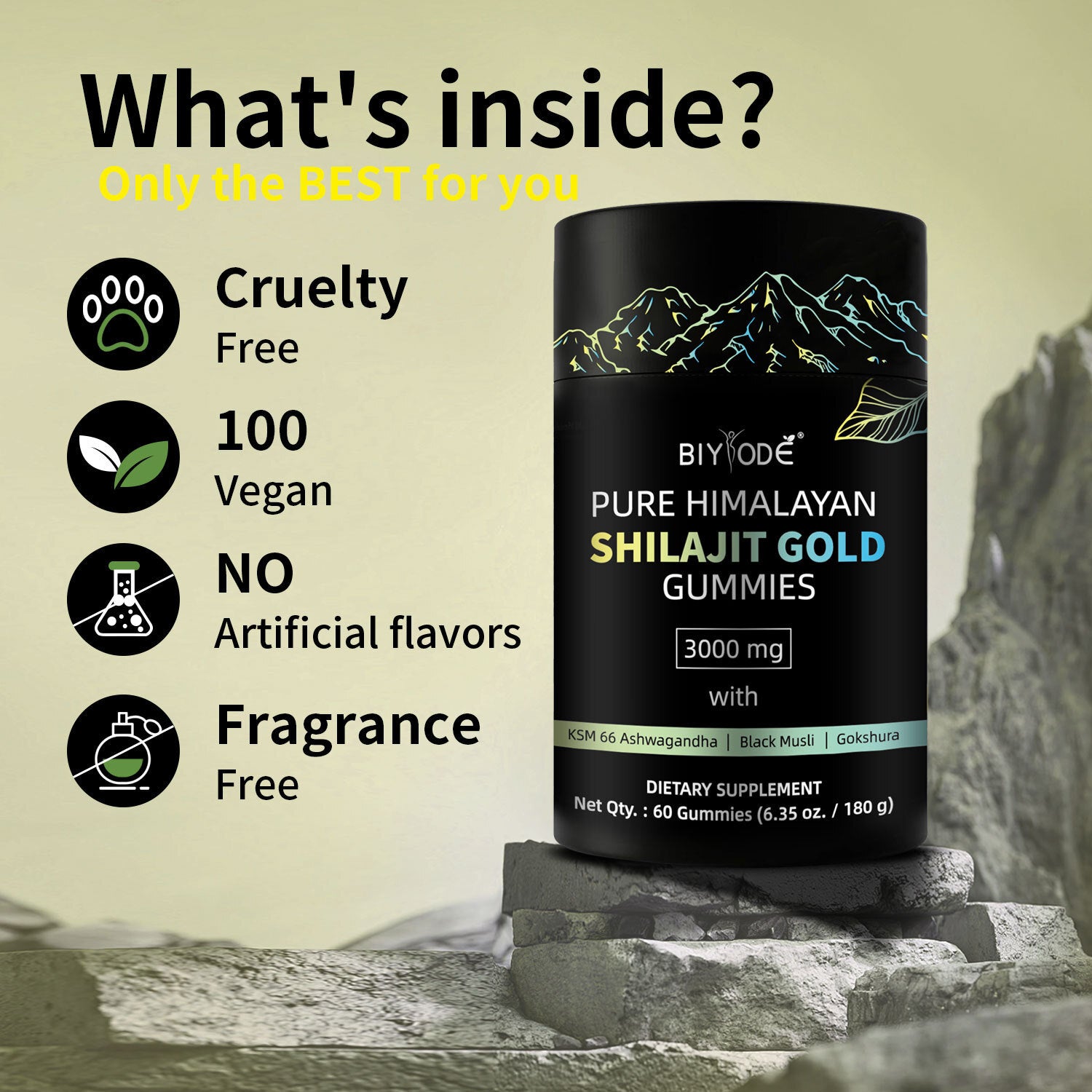 Be Bodywise Pure Himalayan Shilajit Gummies | With Ashwagandha, Gokshura & other