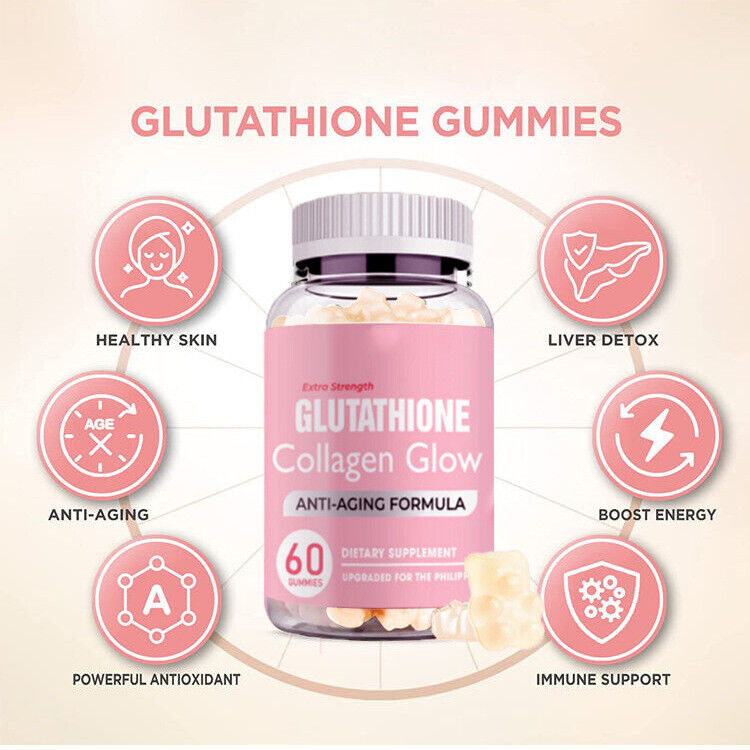Glutathione Collagen Glow Gummies Collagen Gummies Anti-aging Formula 60 Tablets