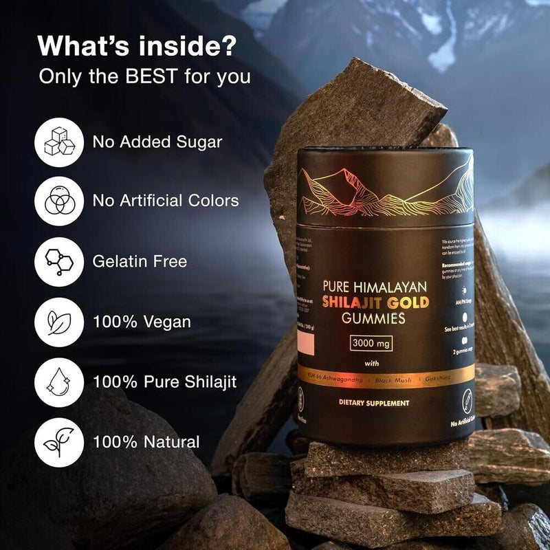 Biyode Pure Himalayan Shilajit Gummies mit Ashwagandha Gokshura und anderen
