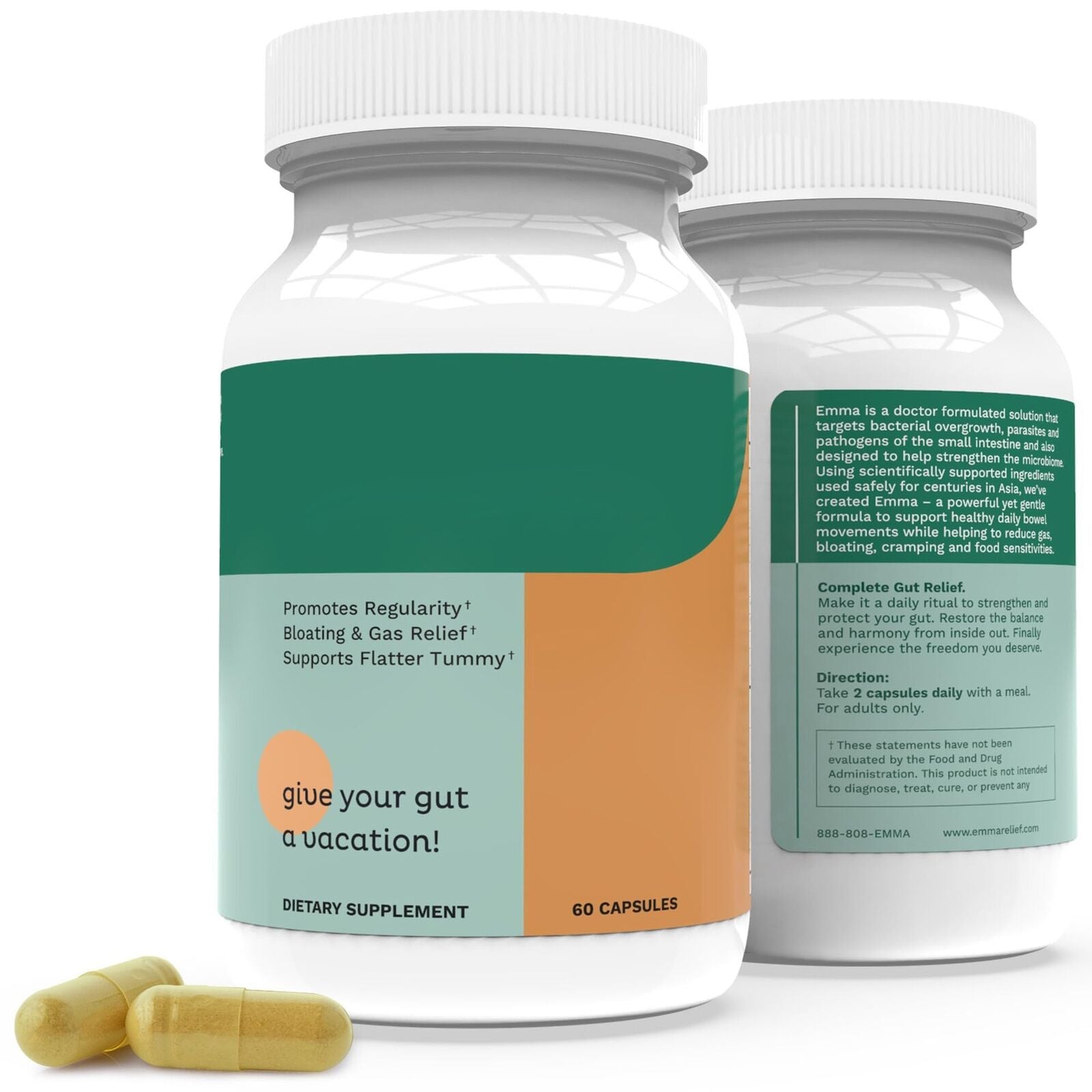 Gut Health Supplements - Digestive Enzymes, Bloating Relief (60 Capsules)