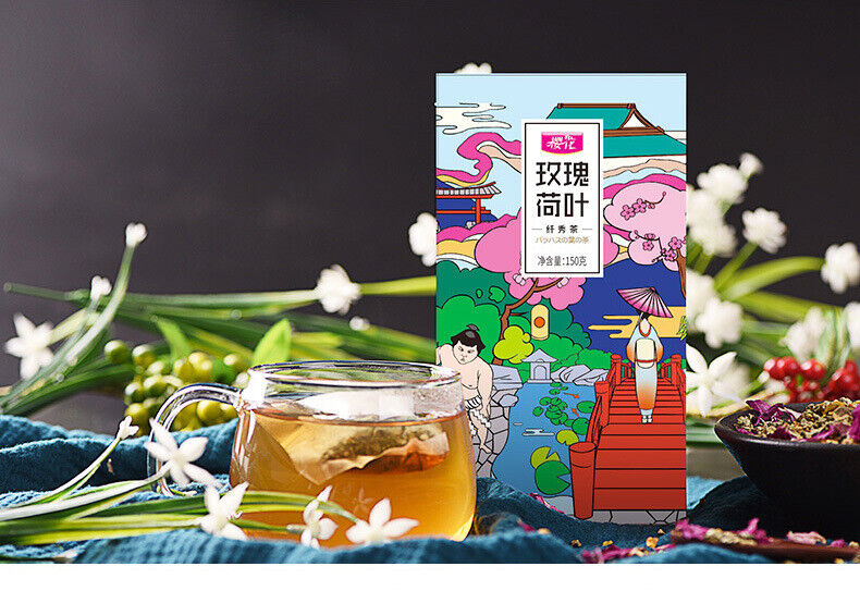 Cherry Blossom Rose Lotus Leaf Tea Herbal Tea Nutritious Health Tea 150g/5.29oz