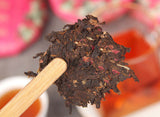 100g Pu-erh Ripe Tea Rose Ripe Tea Cake 普洱茶熟茶玫瑰花普熟茶饼三级普洱+玫瑰花陈香花香茶饼