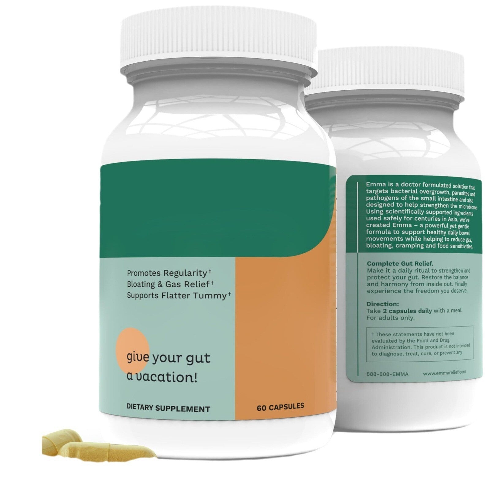 Gut Health Supplements - Digestive Enzymes, Bloating Relief (60 Capsules)