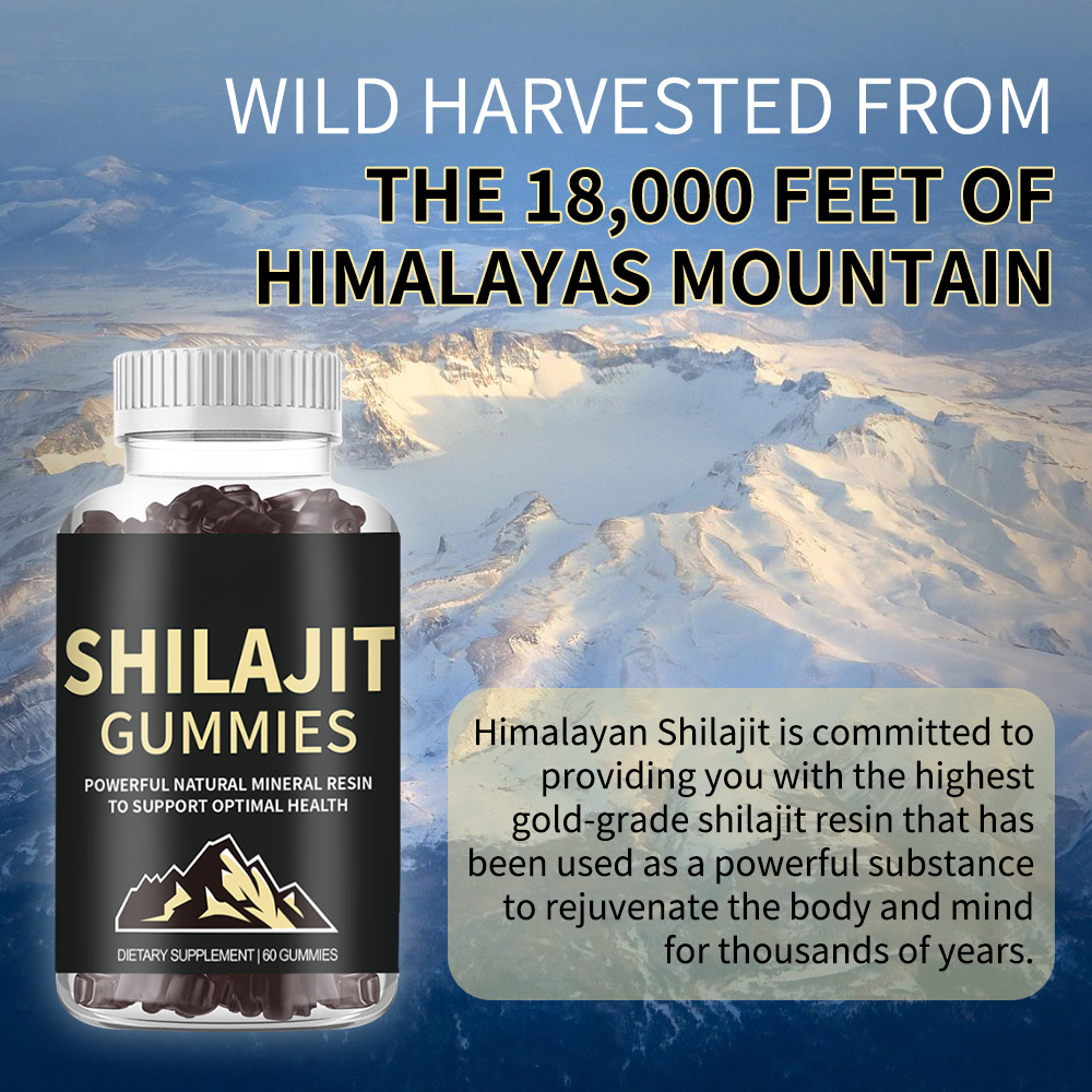 Pure Himalayan Shilajit Gummies, Bio Energie-Booster, Stressabbau, Ashwagandha