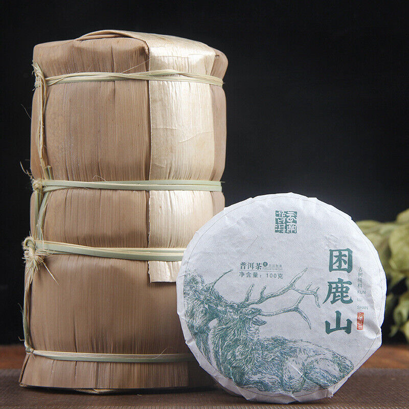 100g Yunnan Menghai Sleeping Deer Mountain Sun Green Pu'er Raw Tea Cake