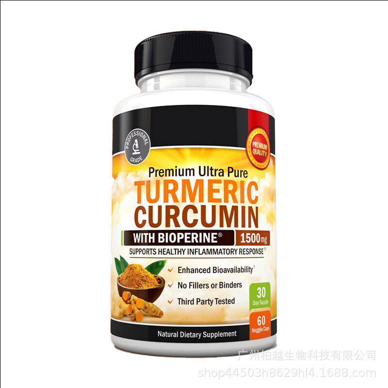 1500mg Turmeric Curcumin Capsules with Biopterin High Absorption Triple Strength