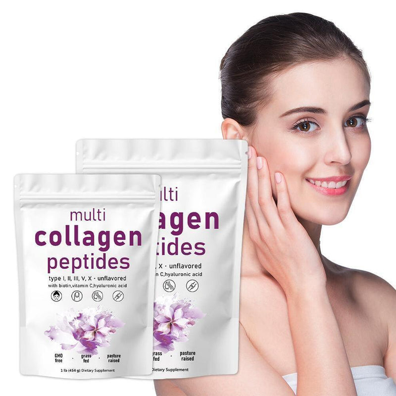 Multi Collagen Protein Powder, 2 Pounds – Type I,II,III,V,X with Biotin 10000...
