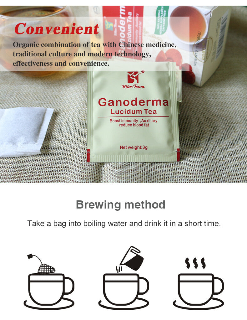 灵芝茶20袋/盒灵芝茶独立袋益健康 LIng Zhi Cha Du Li Bao Zhuang 靈芝茶20袋/盒靈芝茶獨立袋益健康