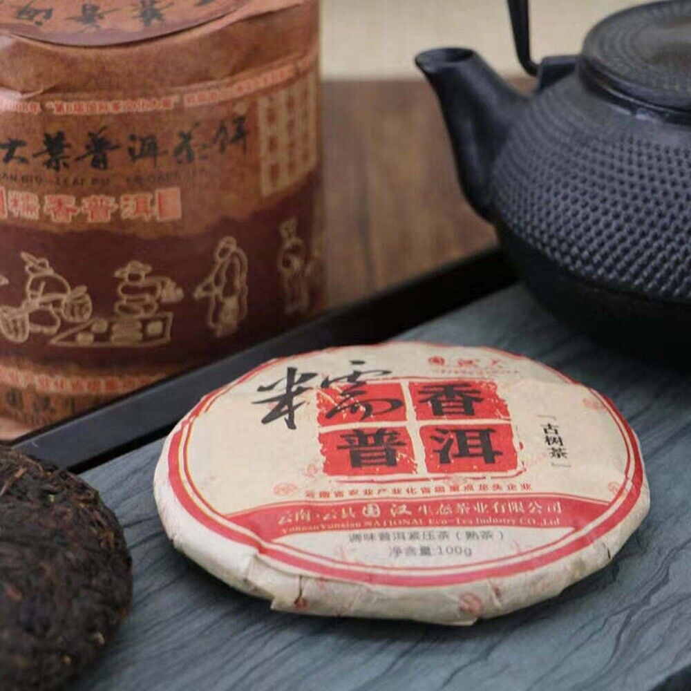100g Ripe Yunnan Pu-erh Black Tea Benefits Glutinous Rice Puerh Cooked Tea Cake