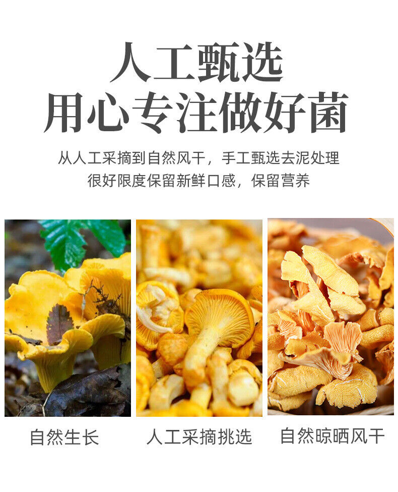 80G  Yunnan Specialty Chanterelles  Dried Yellow Silk Mushrooms Edible Mushroom