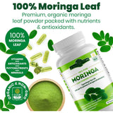 Organic Moringa Capsules 100% Pure 120 Caps, Natural Energy & Immunity Boost