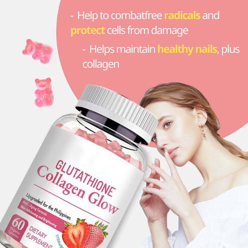 Nature Glow Glutathione Collagen - Strawberry Flavor/60 Organic Chewable Gummies