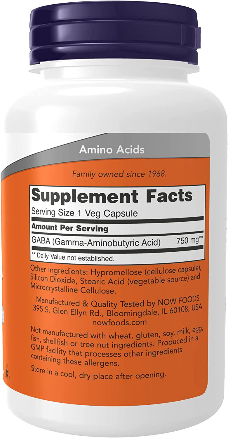 GABA Capsules 100ct - Gamma-Aminobutyric Acid Supplement for Relaxation