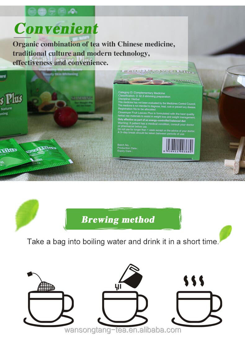 Fruit Leaves Plus Fruit Flavor Slimming Tea Hot Sale in Africa 3g*20 Bags