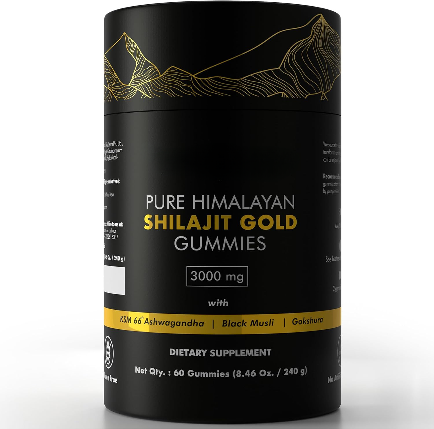 100% Pure Organic Himalayan Shilajit Gummies Ashwagandha Energy Boost 60 Count