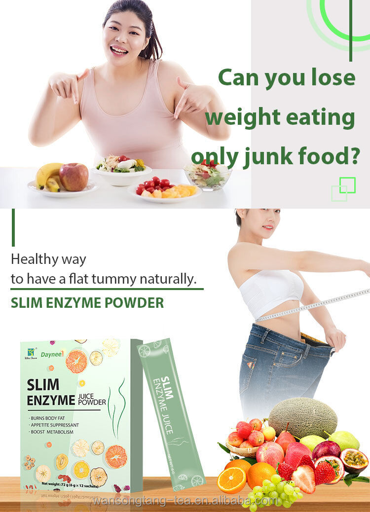 Slimming Tea Enzyme  Herbal Powder Flat Belly Lose Weight Detox Juice Tea 6g*12