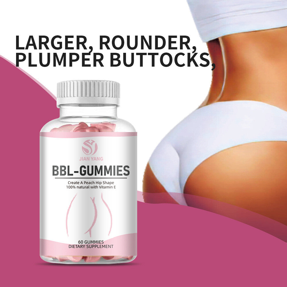 BBL Gummies 100% Natural with Vitamin E Create a Peach Hip Shape 60 Gummies