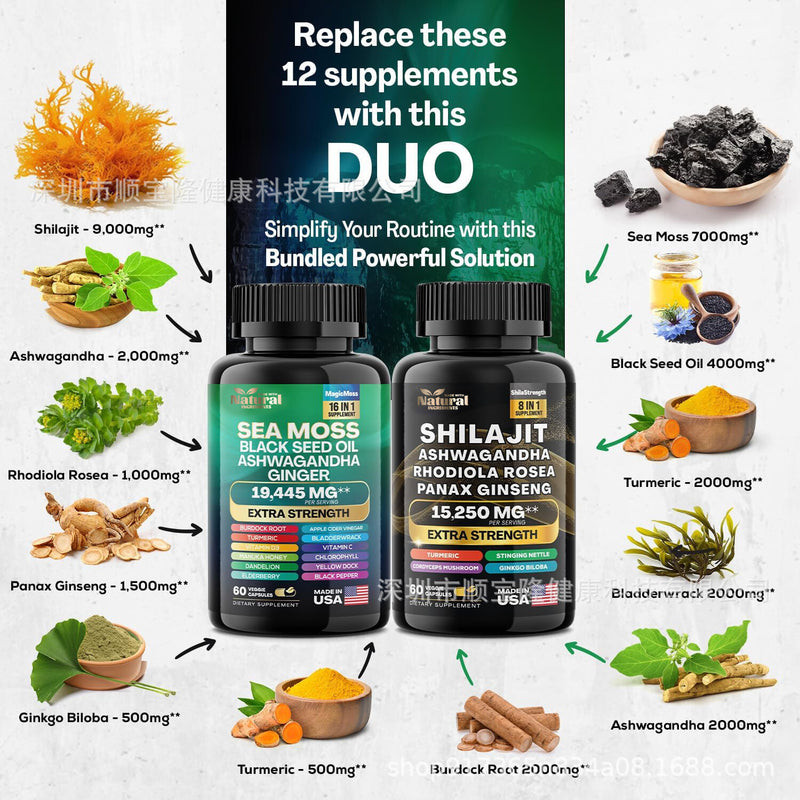 Sea Moss and  Ashwagandha Capsules Combo Pack Made with Natural Ingredients