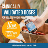 L-Methylfolate 5-MTHF Capsules - High-Potency Folate Supplement 60 Serving