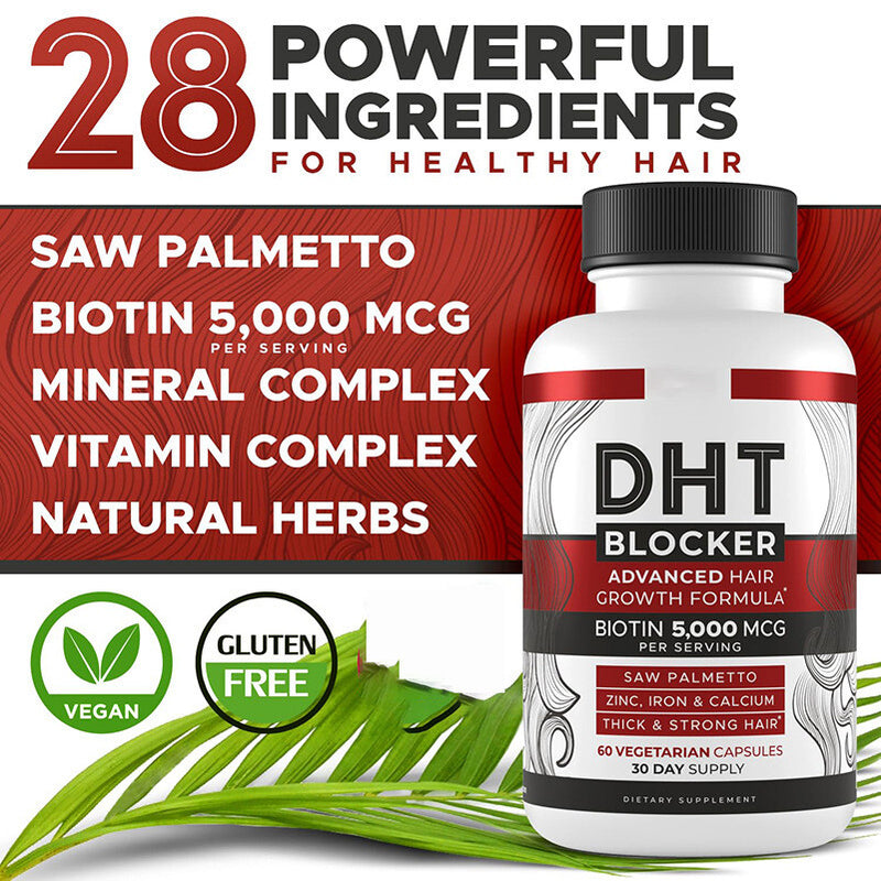 DHT Blocker with Biotin - Boosts Hair Growth & New Follicle Growth Saw Palmetto
