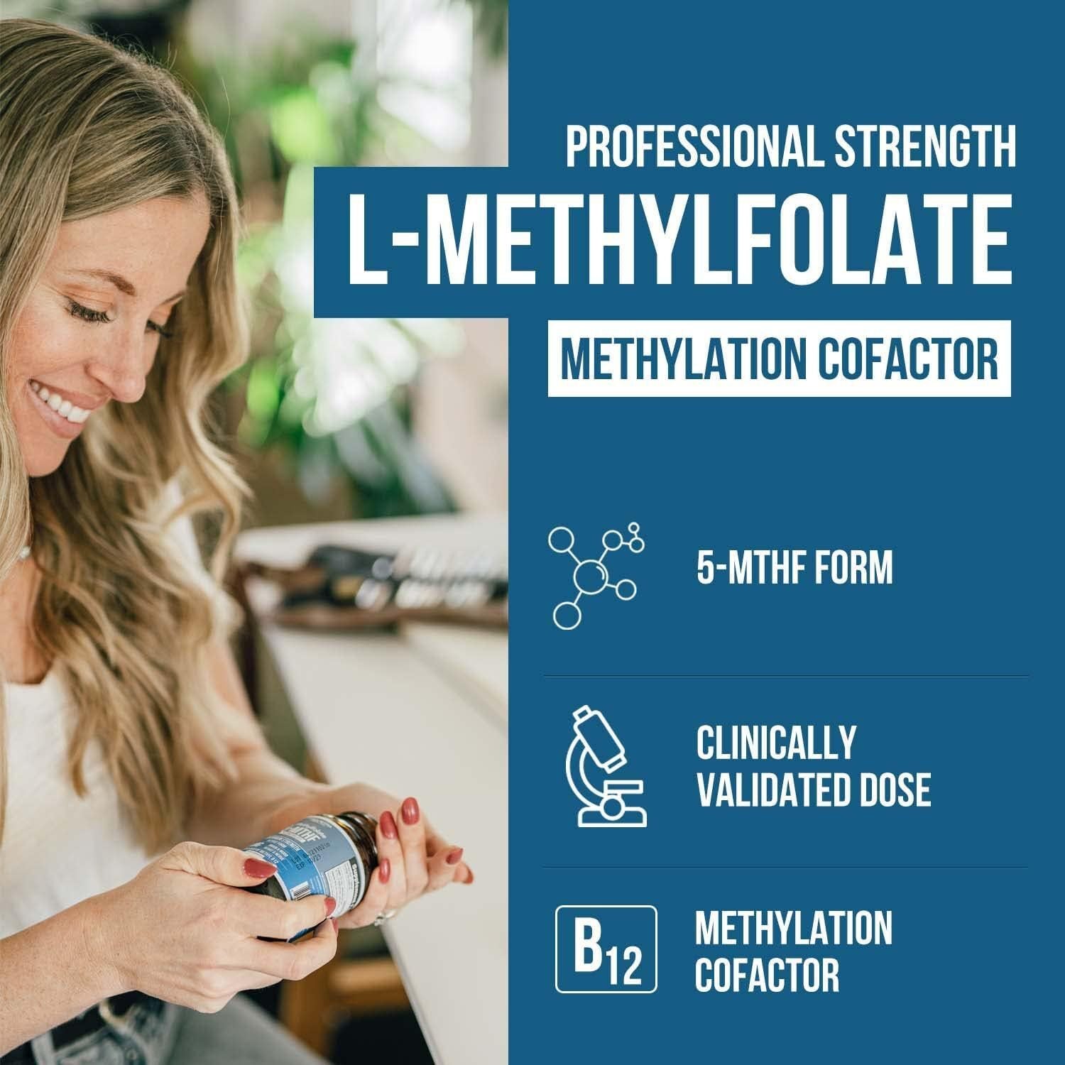 L-Methylfolate 5-MTHF Capsules - High-Potency Folate Supplement 60 Serving