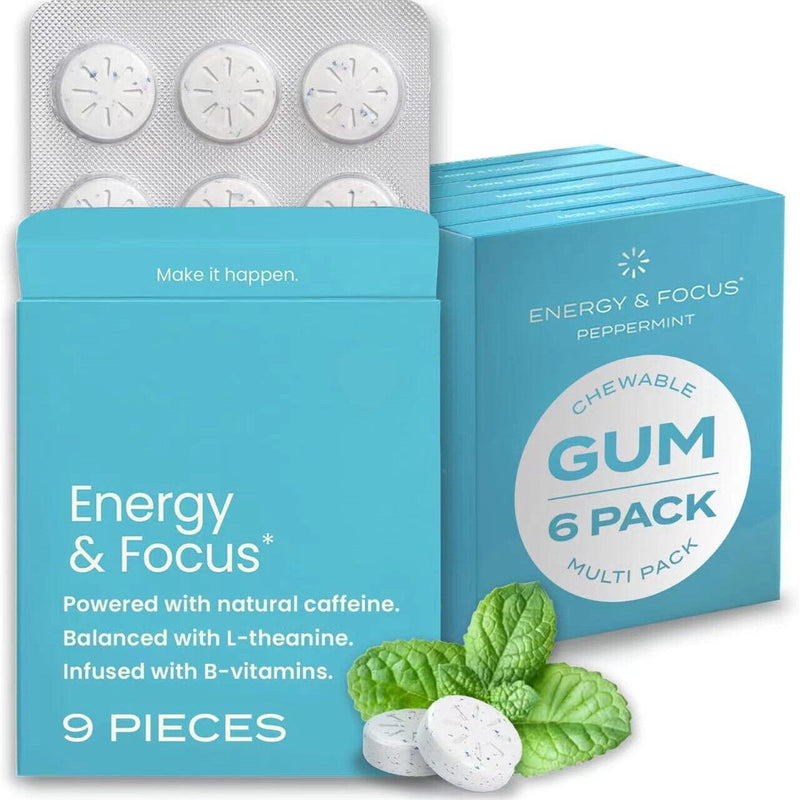 Energy Caffeine GUM(54 Pieces)- Sugar Free with L-theanine + Caffeine