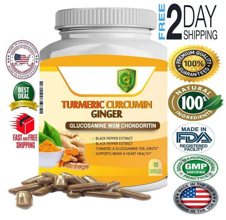 100% Natural Turmeric Curcumin  Arthritis Joint supportwith Ginger Black Pepper
