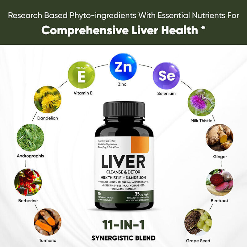 Liver Cleanse & Detox - Support Liver Health & Function, Natural Formula 60 Caps