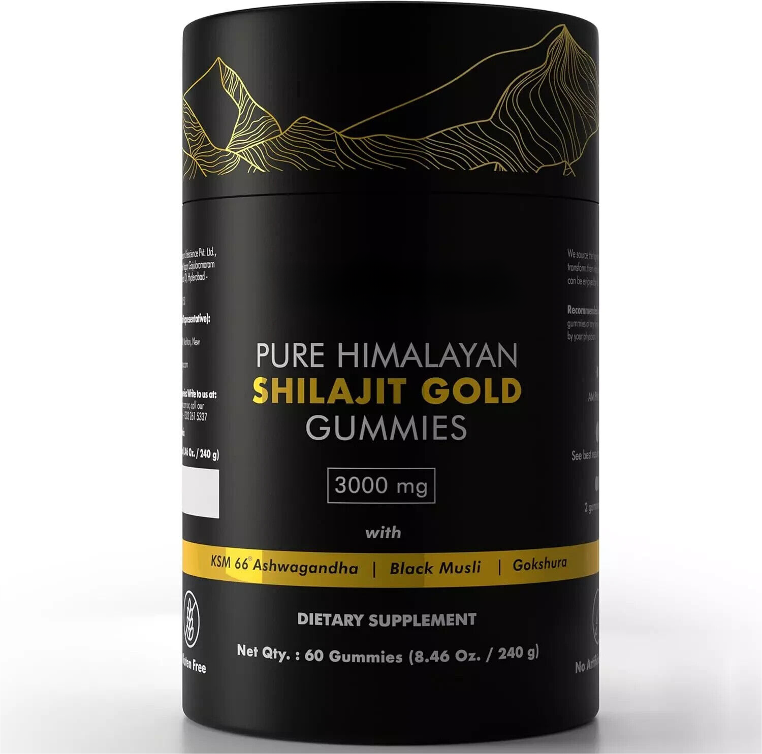 100% Pure Himalayan Shilajit Gummies Immune Support w/Ashwagandha Chaga Mushroom