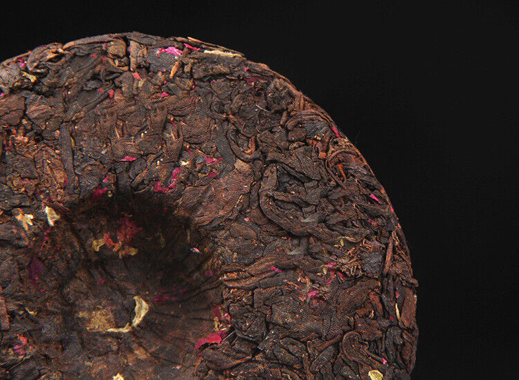 100g Pu-erh Ripe Tea Rose Ripe Tea Cake 普洱茶熟茶玫瑰花普熟茶饼三级普洱+玫瑰花陈香花香茶饼