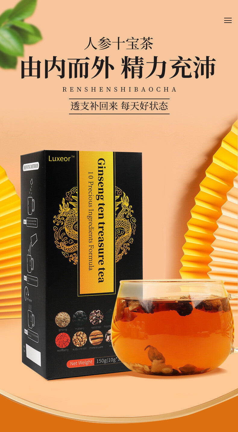 100% Natural Herbal Blend for Vitality and Wellness Ginseng Ten Treasure Tea