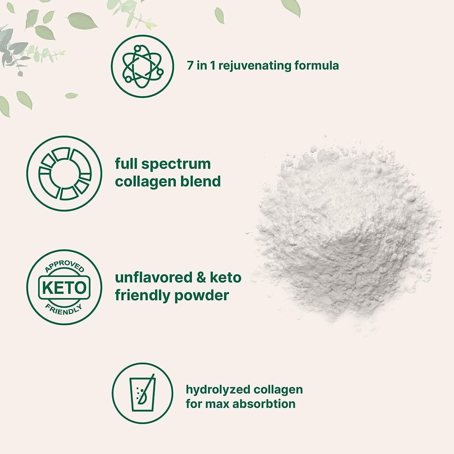 Multi Collagen Peptides Powder-HydrolyzedProtein Peptides (Type l,l,ll,v,X) 1LB