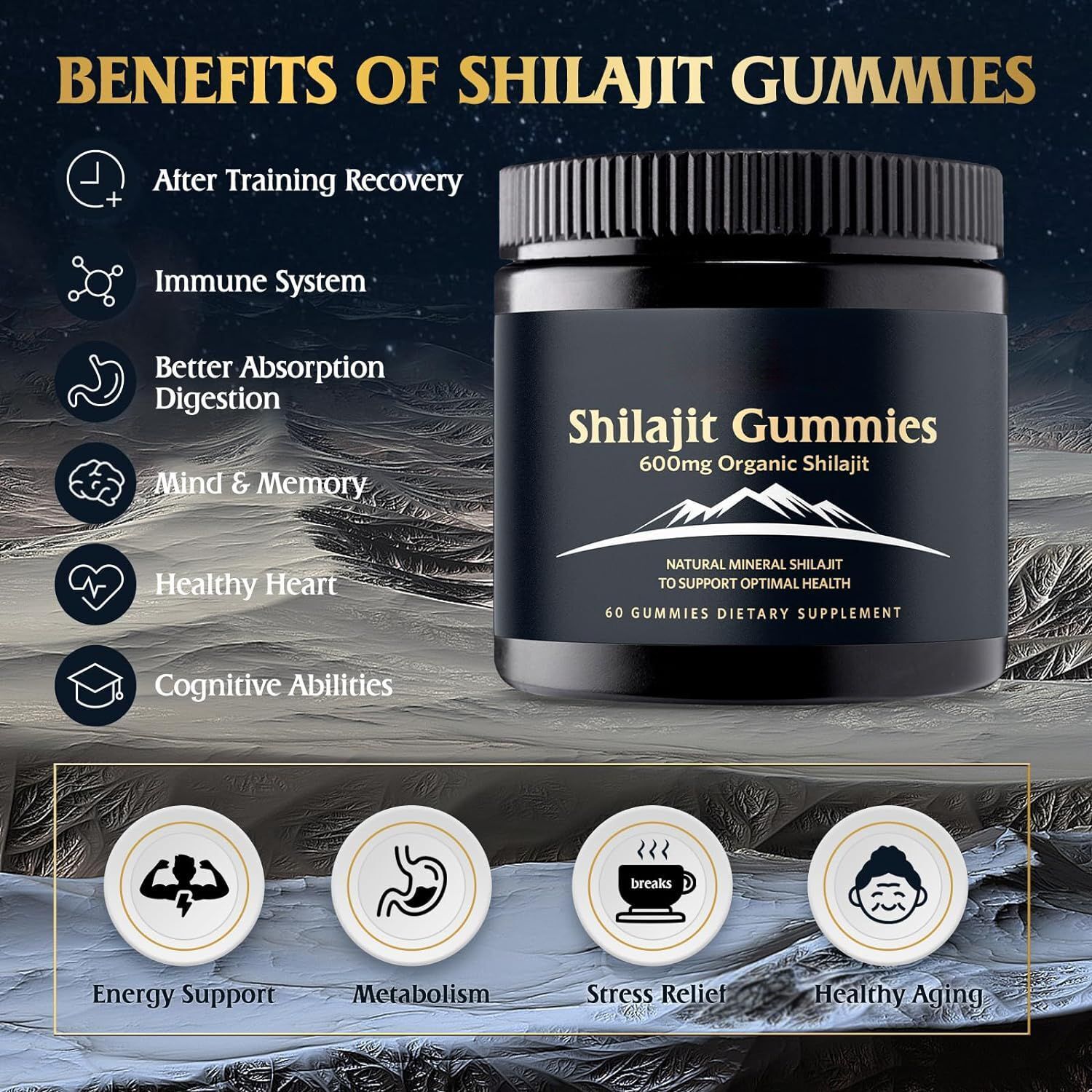 Himalaya Shilajit Gummies, Bio, extrem wirksam, Energie steigern, Stressabbau